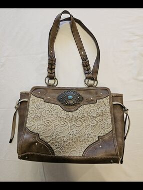 Justin Boots Western Brown and Lace Shoulder Bag